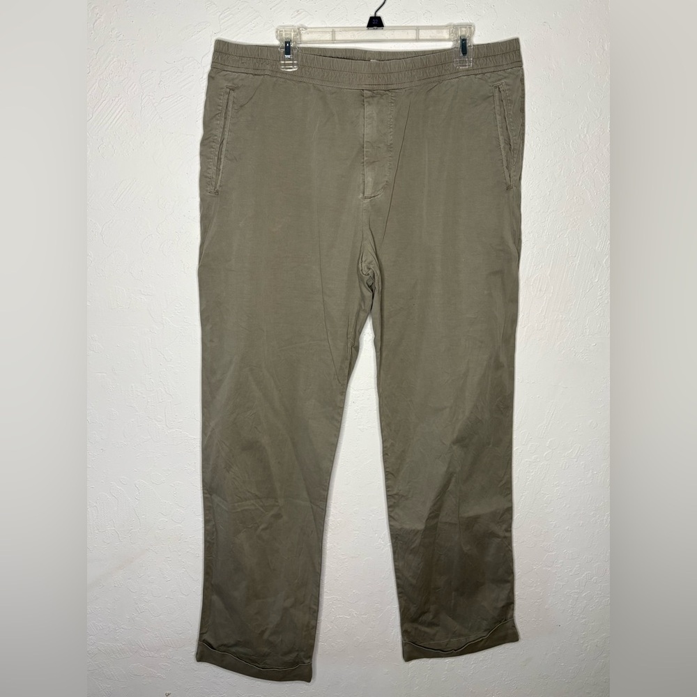James Perse Mens 5/XXL Fog Gray  Cotton Linen Cuffed Trouser Designer Elastic